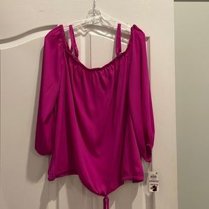 INC NWT cold shoulder blouse in magenta, size 1X